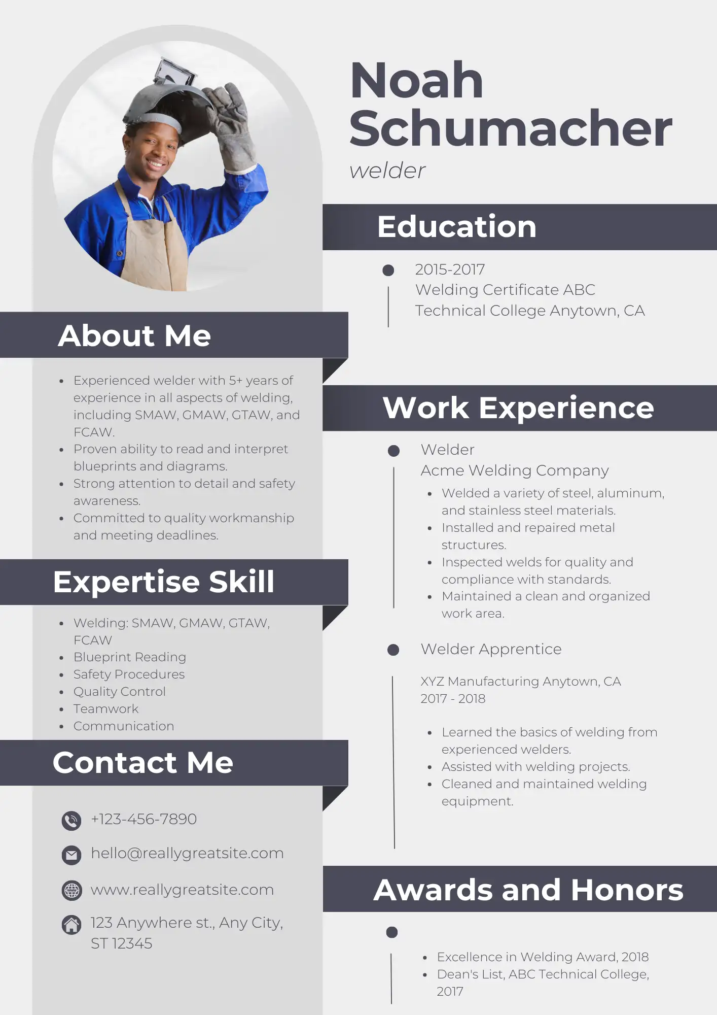 Professional Welder CV Resume